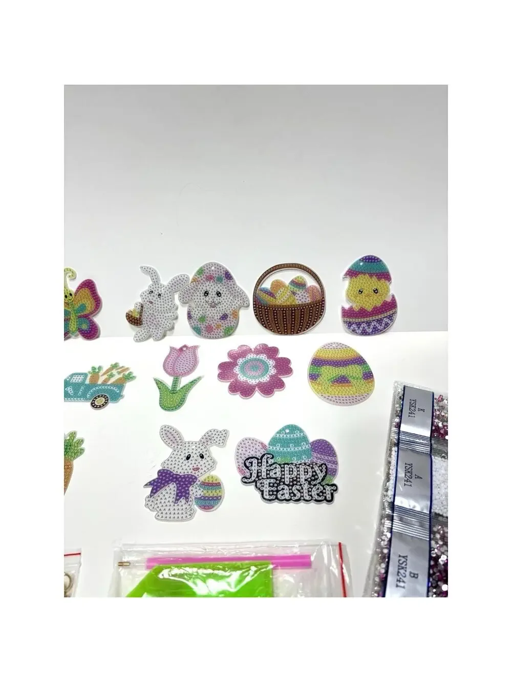 Easter Diamond Painting Keychain Kit Bunny Egg Butterfly Carrots Rhinestones New